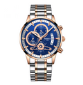Men's Solid Steel Band Watch with Luminous Quartz Dial