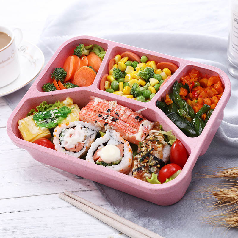 Wheat Straw Bento Box - Square Divided Meal Container