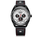 Men's Leather Quartz Watch with Large Dial