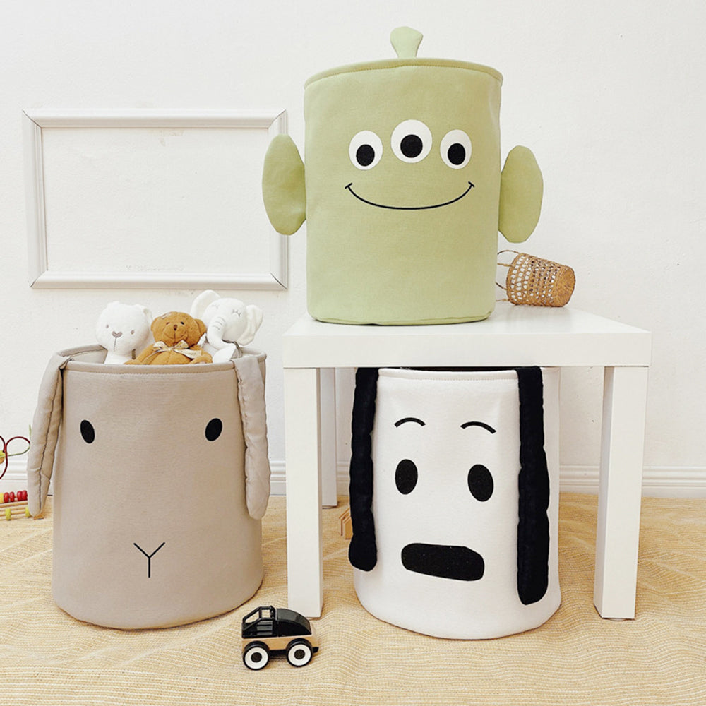 Cartoon Animals Three-Layer Laundry Basket Organizer
