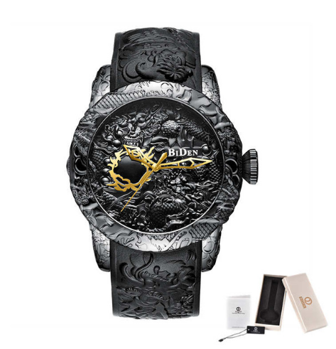 Quartz Men's Watch with Large Dial and Rubber Strap