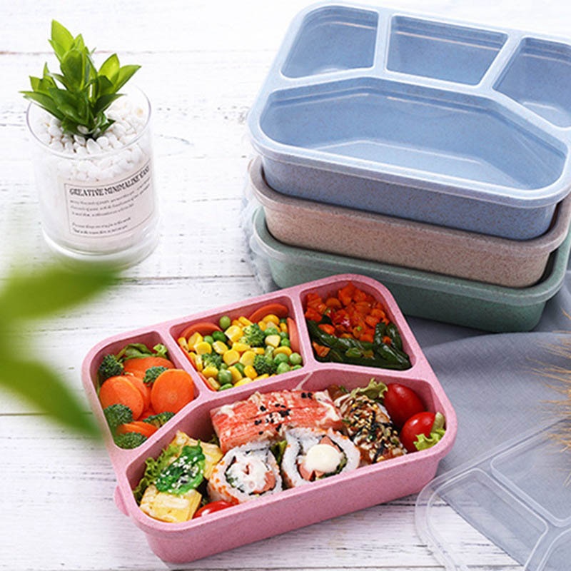 Wheat Straw Bento Box - Square Divided Meal Container