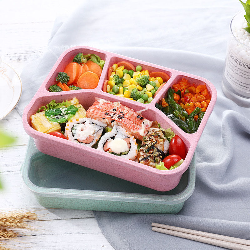 Wheat Straw Bento Box - Square Divided Meal Container
