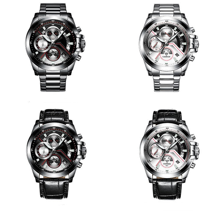 Cardisen Men's Multi-Function Quartz Watch with Three Eyes