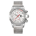 Quartz Three-Eye Watch with Steel Band and Waterproof