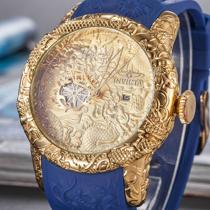 Invicta Men's Quartz Watch with Steel Band and Large Dial