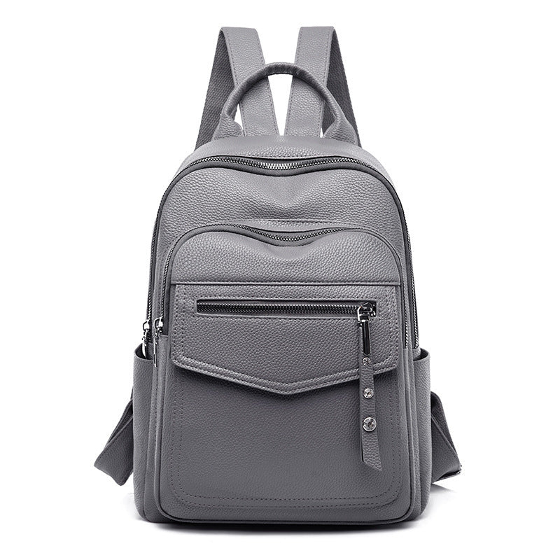 Large Capacity Solid Color Casual Backpack for Moms