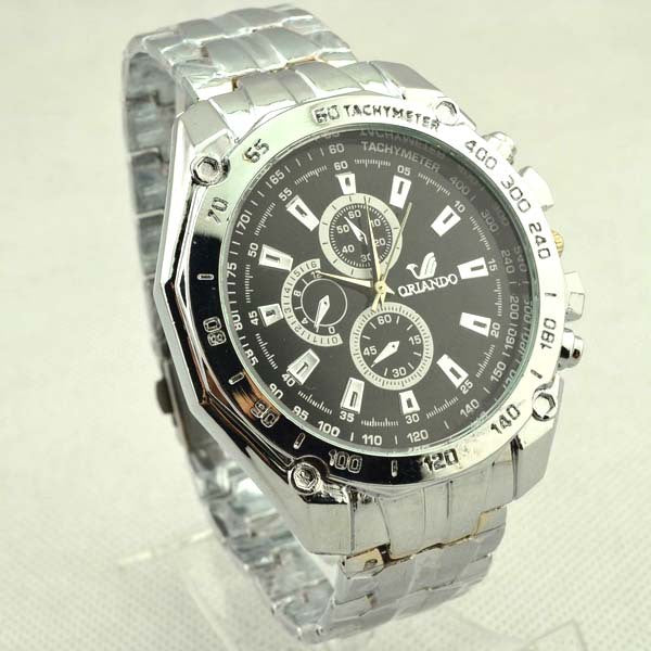 Steel Band Quartz Watch for Men with Large Dial