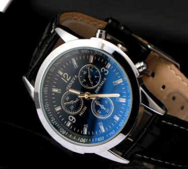 Men's Quartz Watch with Colorful Glass Dial (Three Eyes)