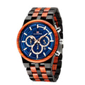 Men's Wood Quartz Watch with Large Dial and Three Eyes