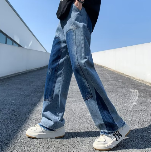 Men's High Street Ripped Wide Leg Jeans