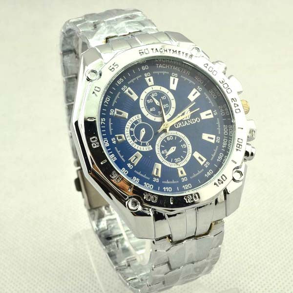 Steel Band Quartz Watch for Men with Large Dial