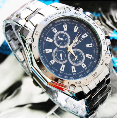 Steel Band Quartz Watch for Men with Large Dial