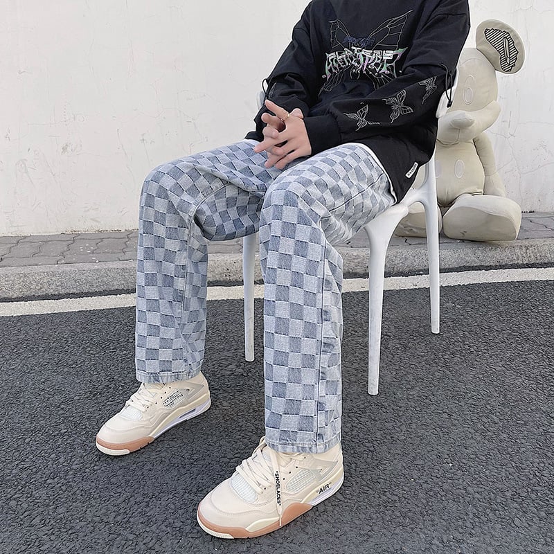 Men's Hip Hop Wide Leg Skateboard Jeans Trousers