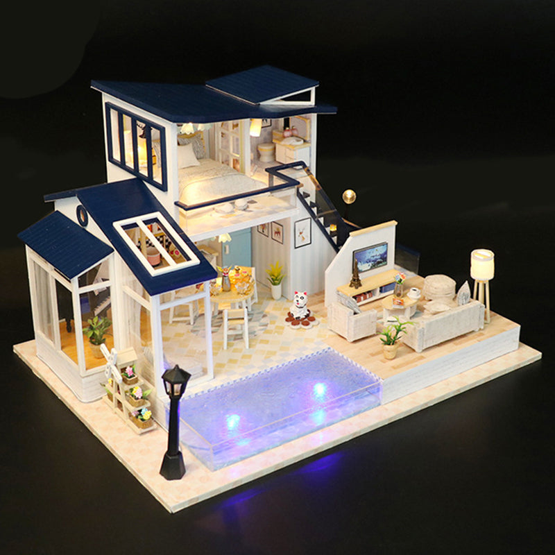 DIY Sound-Light Model Toy Cabin for Christmas Gift