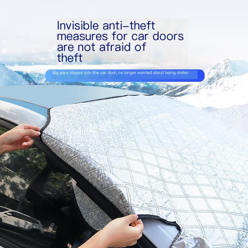 Magnetic Snow Cover for Windshield with Reflective Strips