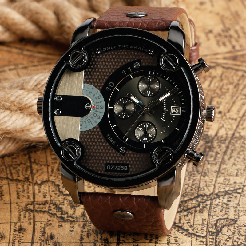 Men's Fashion Quartz Sports Watch with Large Dial