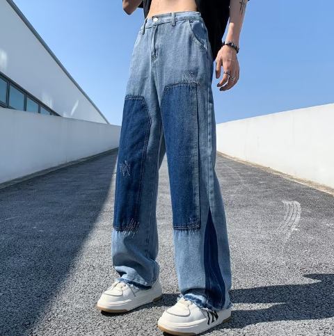 Men's High Street Ripped Wide Leg Jeans